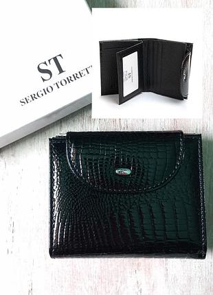 Гаманець жіночий шкіряний шкіра натуральна лак компактний sergio torretti