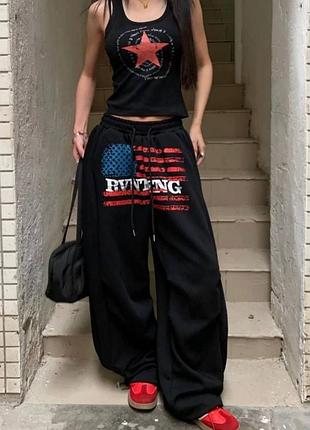 Жіночий комплект:майка та штани спортивні об'ємні.