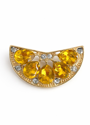 Тренд жіноча золотиста брошка лимон вишуканий аксесуар на одяг стильна брош значок пін