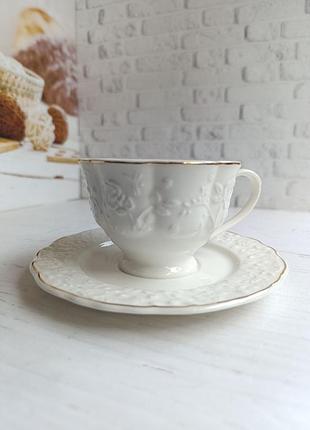Чашка з блюдцем grazie rose порцеляна 250 мл білий tx_00-00008078