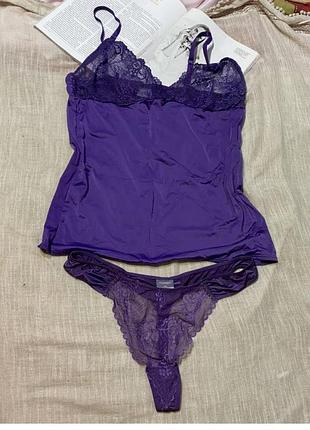 Maddison шикарный фиолетовый комплект (майка и стринги) как новый