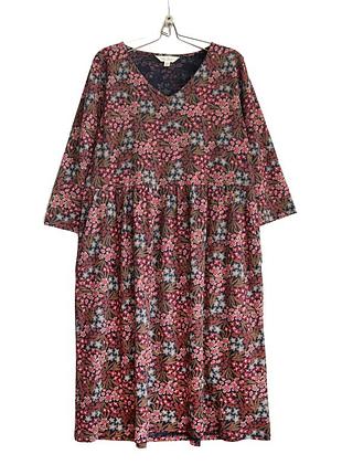 Трикотажное английское хлопковое платье миди с карманами р.14