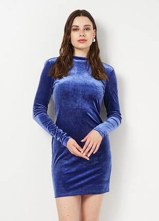 Вечернее платье reserved синяя бархатная с открытой спинкой, размер м, как новая