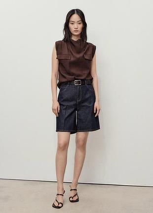 Темно-сині джинсові шорти-бермуди від mango