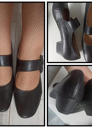 Шкіряні чорні туфлі мері джейн р.40(26см)