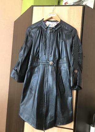 Куртка тренч жакет жіноча шкіряна весна літо темно синя