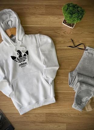 Топовый мужской спортивный костюм очень теплый с капюшоном adidas1 фото