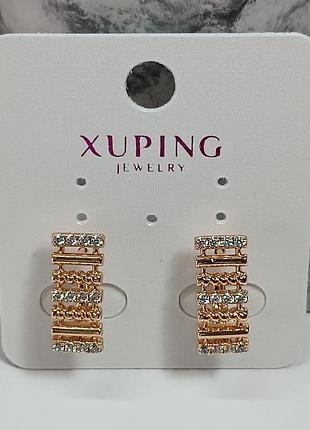 Серьги xuping, позолота 18k, размер 20×10мм