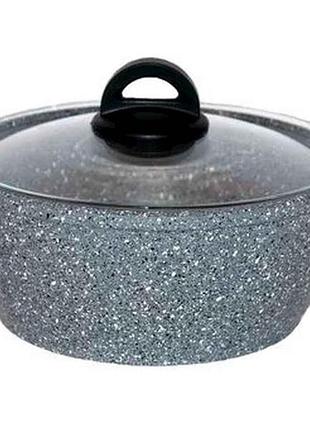 Кастрюля 2л 20см с антипригарным покрытием, гранит грей к206рс тм biol
