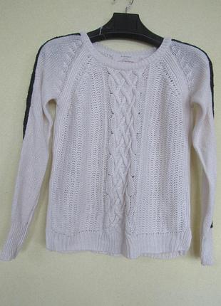 Молочный ажурный свитер пуловер с косами от zara