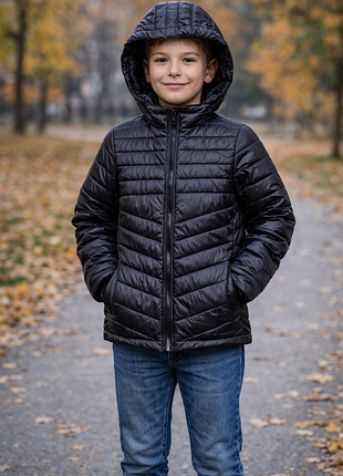 10-12 лет чёрная демисезонная куртка унисекс jack & jones