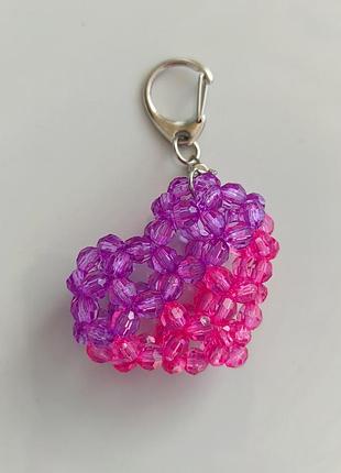 Брелок сердце из бусин 3