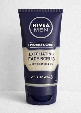 Чоловічий очищувальний скраб для обличчя nivea men protect & care exfoliating face scrub 75 мл.