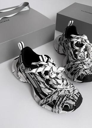 Шикарнезні жіночі кросівки у стилі бренду blcg 3xl extreme lace logo white black чорно-білі