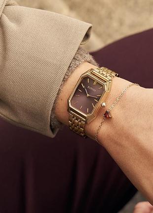 Годинник burker isabel gold burgundy+браслет в подарунок