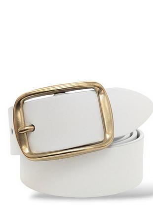 Шкіряний білий ремінь у джинси