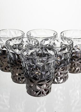 Набір склянок 6 штук 250 мл для лимонадів соку води коктейлів склянки скляні для напоїв сірий hp-19-184