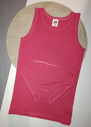 Комплект білизни, майка і трусики на дівчинку 8 років (128 см), green cotton.