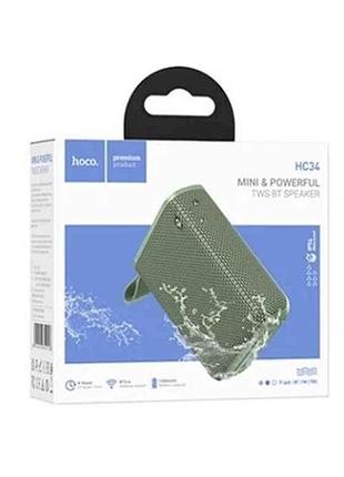 Портативная колонка hc34 5w/bt5.4/usb/aux/microsd/fm/1200mah/tws 11х8.4х4см зеленая тм hoco