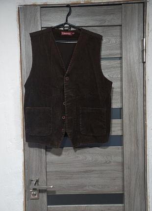 Вельветова шоколадна жилетка