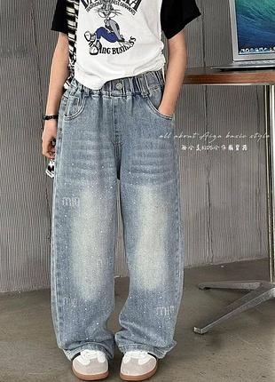 Стильні джинси з блискітками міу міу для дівчинки весна літо