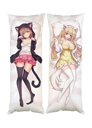 Подушка дакимакура неко девушка-кошка 40х100см 2545