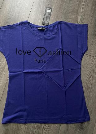 Футболка бавовняня приталена синя