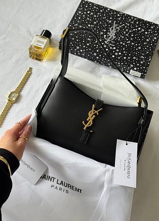 Брендовая женская сумка люкс качества hobo le 5 a 7 leather shoulder bag in black/gold