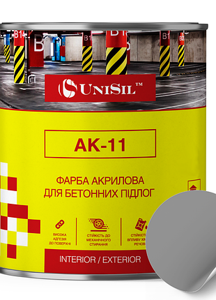 Краска акриловая ак-11 unisil для бетонных полов, серая, 0.75 л