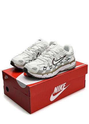 Женские кроссовки nike p-6000 w white black brown