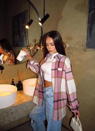 Кашемірова сорочка в клітинку оверсайз крою🔥