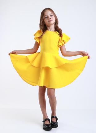 Платье девичье тм ластовица желтое 110-116-122-128-134-140-146-152 габардин (100% пе)