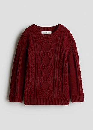 Красный мягкий свитер кофта джемпер крупной вязки h&m 5-6 лет