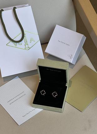 Сережки vintage alhambra onyx k18 yellow gold🖤