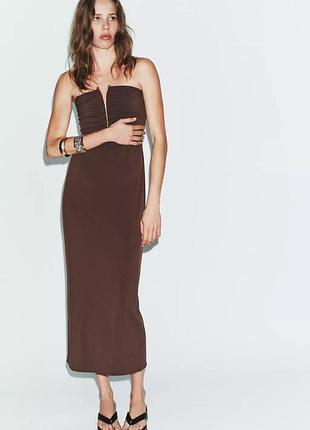 Сукня жіноча коричнева відкриті плечі zara new