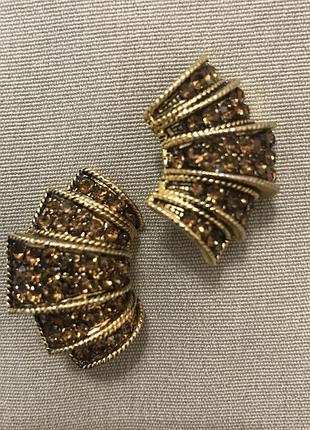 Кліпси з коньячними кристалами вінтаж