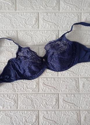 Бюстгальтер мереживний синій 
р.36/d 80/d