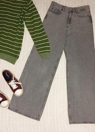 Мужские серые широкие джинсы палаццо бедра 108 см большой размер