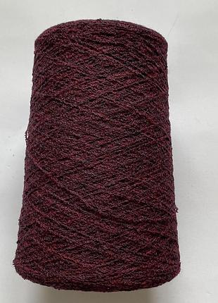 Італійська пряжа gitibi filati ohio, бордовий меланж букле, 70% вовна 10% шовк 20% поліамід, бобіна 350 г
