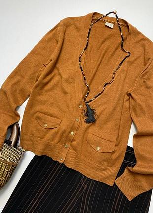 Женская кофта кардиган esprit с карманами светло-коричневого цвета