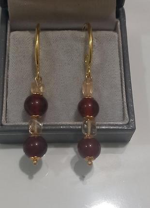 Сережки, бурштин,цитрин.