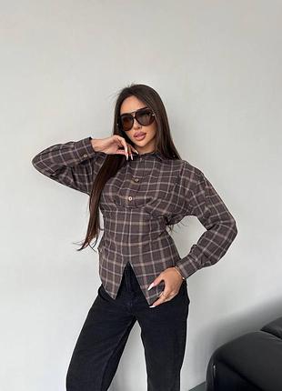 Сорочка в клітинку жіноча приталенна