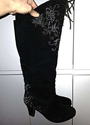 Сапоги козаки натуральный замш+мех овчина