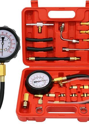 Тестер давления топлива ch-tu114-00001 черный 0-140 psi (0-10 bar) комплект адаптеров m8 m10 m12 m14 15" шланг