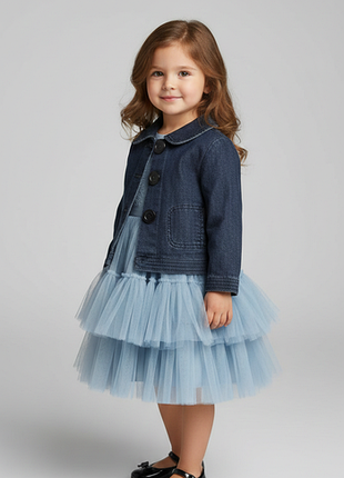 Джинсовая куртка для девочки joe fresh, размер 12-18 мес (рост 80-86 см) стильная джинсовка из хлопка: базовая верхняя одежда для девочки 1-1.5 года