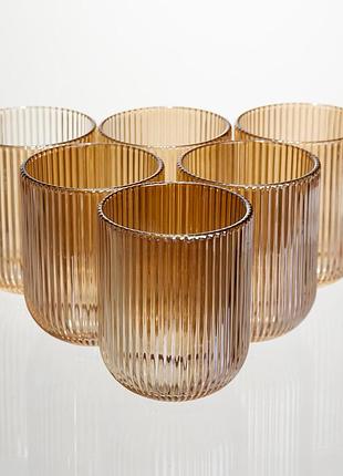 Набор стеклянных стаканов 6 штук 250 мл универсальных коричневый yiwu hp-19-196