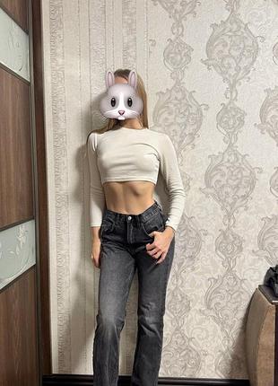 Джинси zara прямі темно сірі