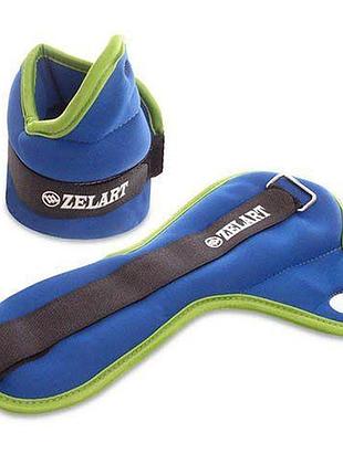 Обтяжувачі-манжети для рук fi-1965 1кг (пара) синьо-салатовий (56363104), zelart