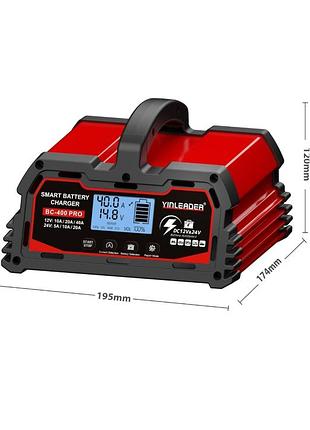 Зарядное в авто yinleader bc-400 pro (12v/24v, 40a) для всех типов акб умное зарядное 12-24в 10а20а30а 40а от мотоцикла до фуры (agm/gel/lifepo4)