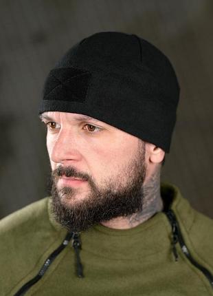 Флисовая шапка с липучкой черная вт6899